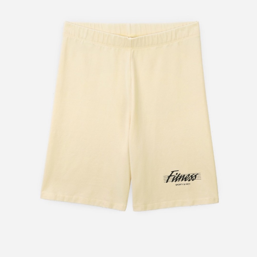 SOLD EB Sporty & Rich Fitness Biker Shorts in beige 7” inseam Cotton sz M
